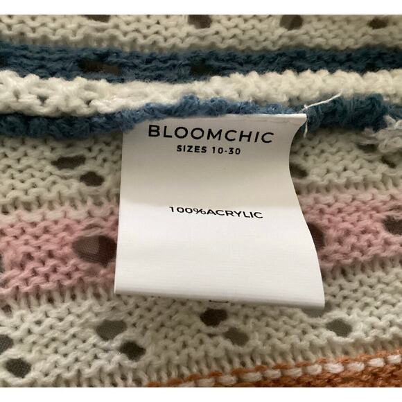 BloomChic vertical striped cardigan button-down front ribbed cuffs and hem sz 14 - Picture 5 of 6